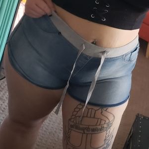 Light wash denim shorts